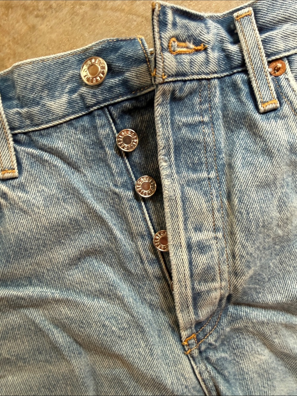 Agolde Light Blue Distressed Button-Fly Denim Shorts - Picture 3 of 3